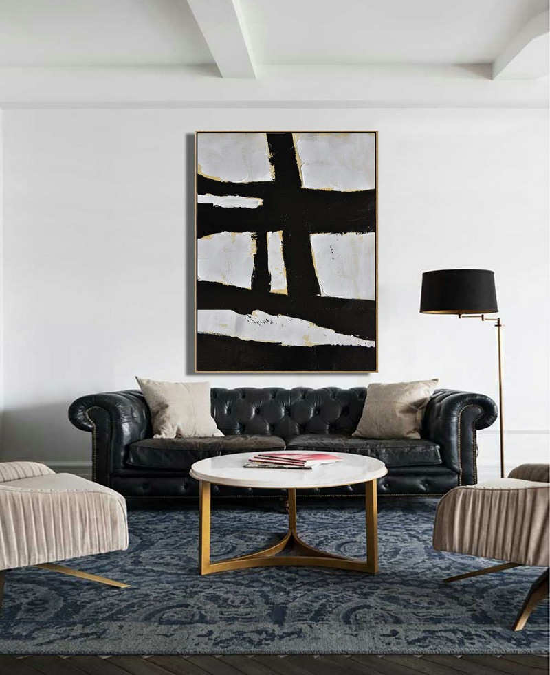 Handmade Extra Large Contemporary Painting,Minimalist Painting On Canvas, Palette Knife Vertical Minimal Art - Huge Canvas Art On Canvas
